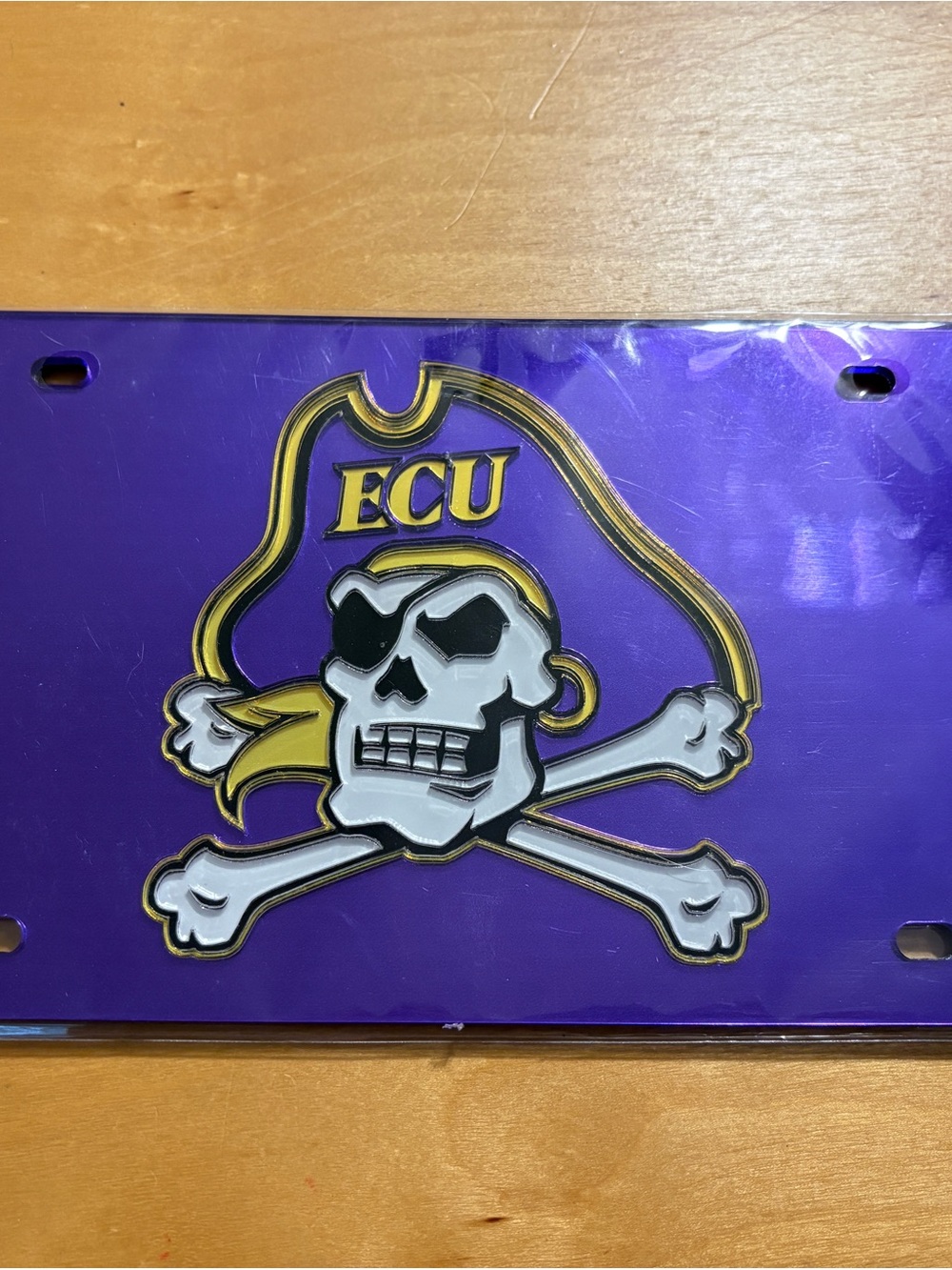 #85 - East Carolina University (ECU) Pirate Skull Car License Plate - NEW